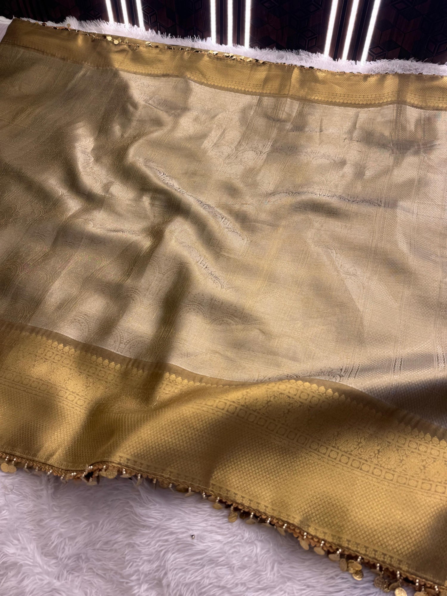 Shobhita Mam Inspired Premium Banarasi Tissue Silk Saree with Coin Lace