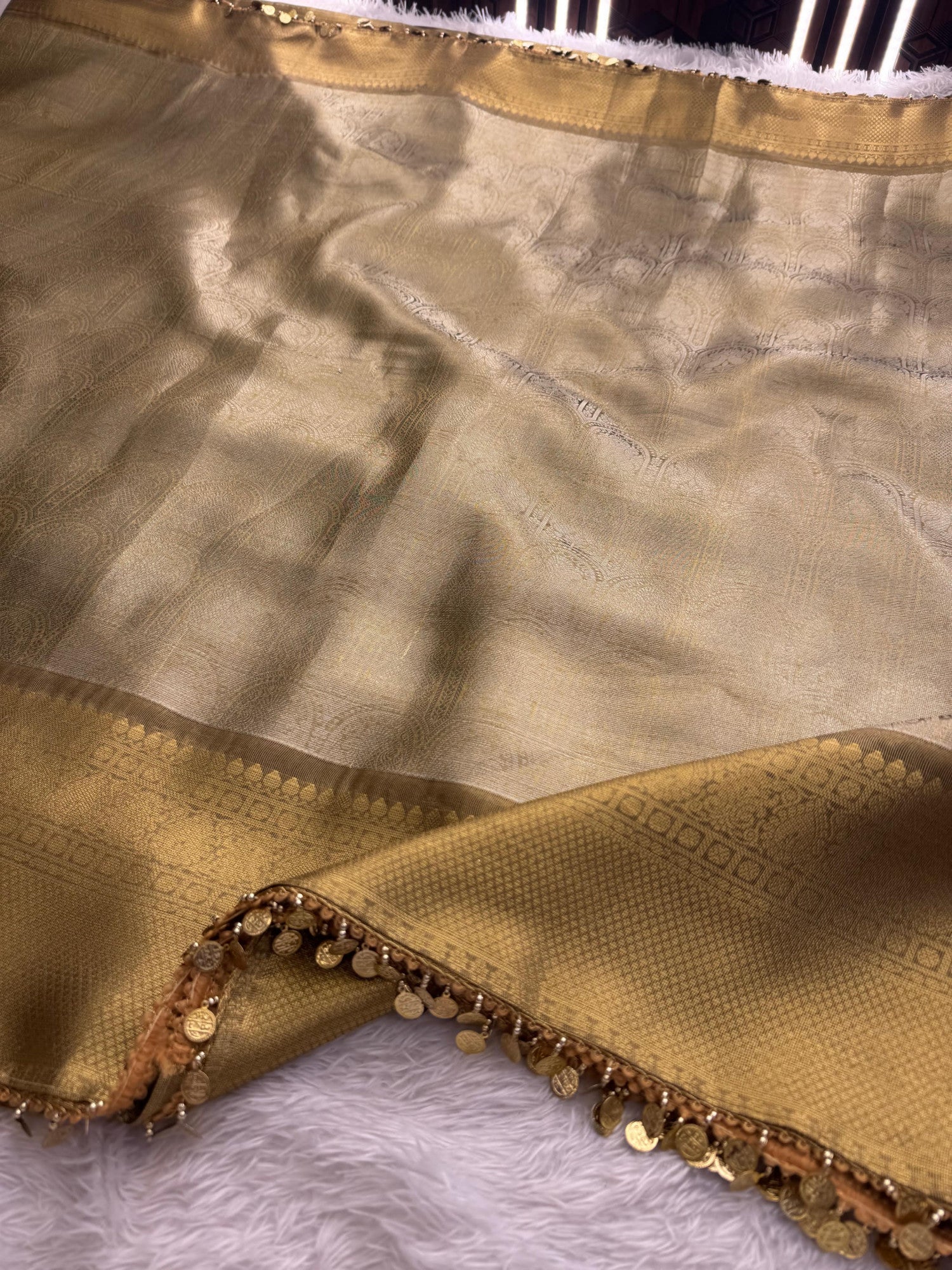 Shobhita Mam Inspired Premium Banarasi Tissue Silk Saree with Coin Lace