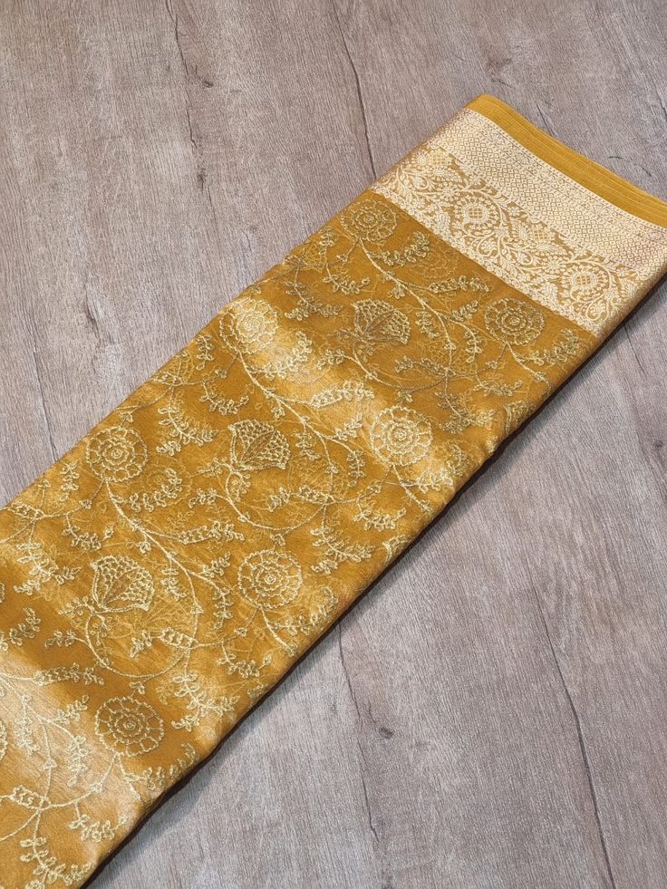 Premium Banarasi Tissue Silk Chikankari Embroidery Work Saree