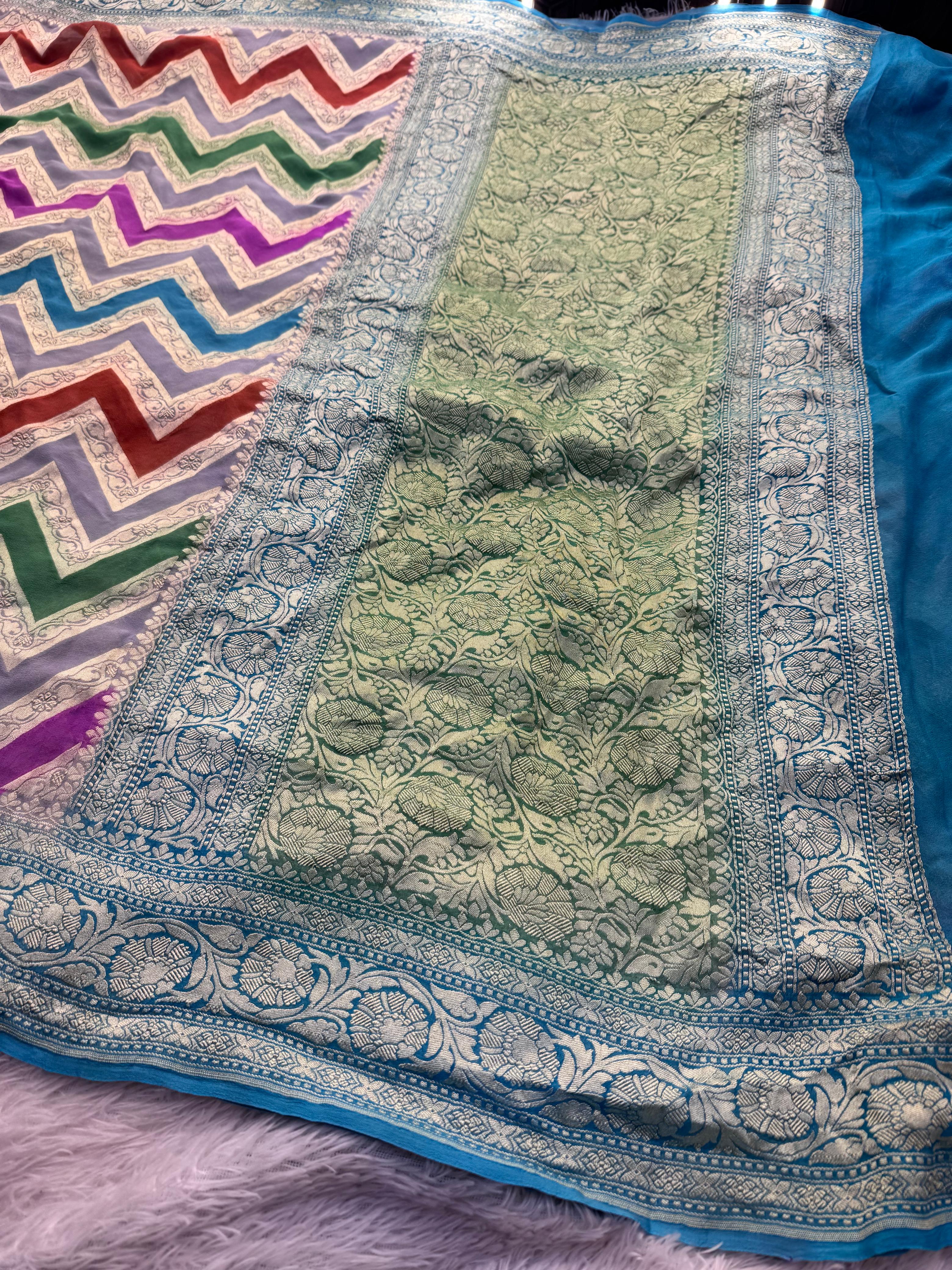 Silk Mark Certified Pure Khaddi Georgette Silk Handloom Saree