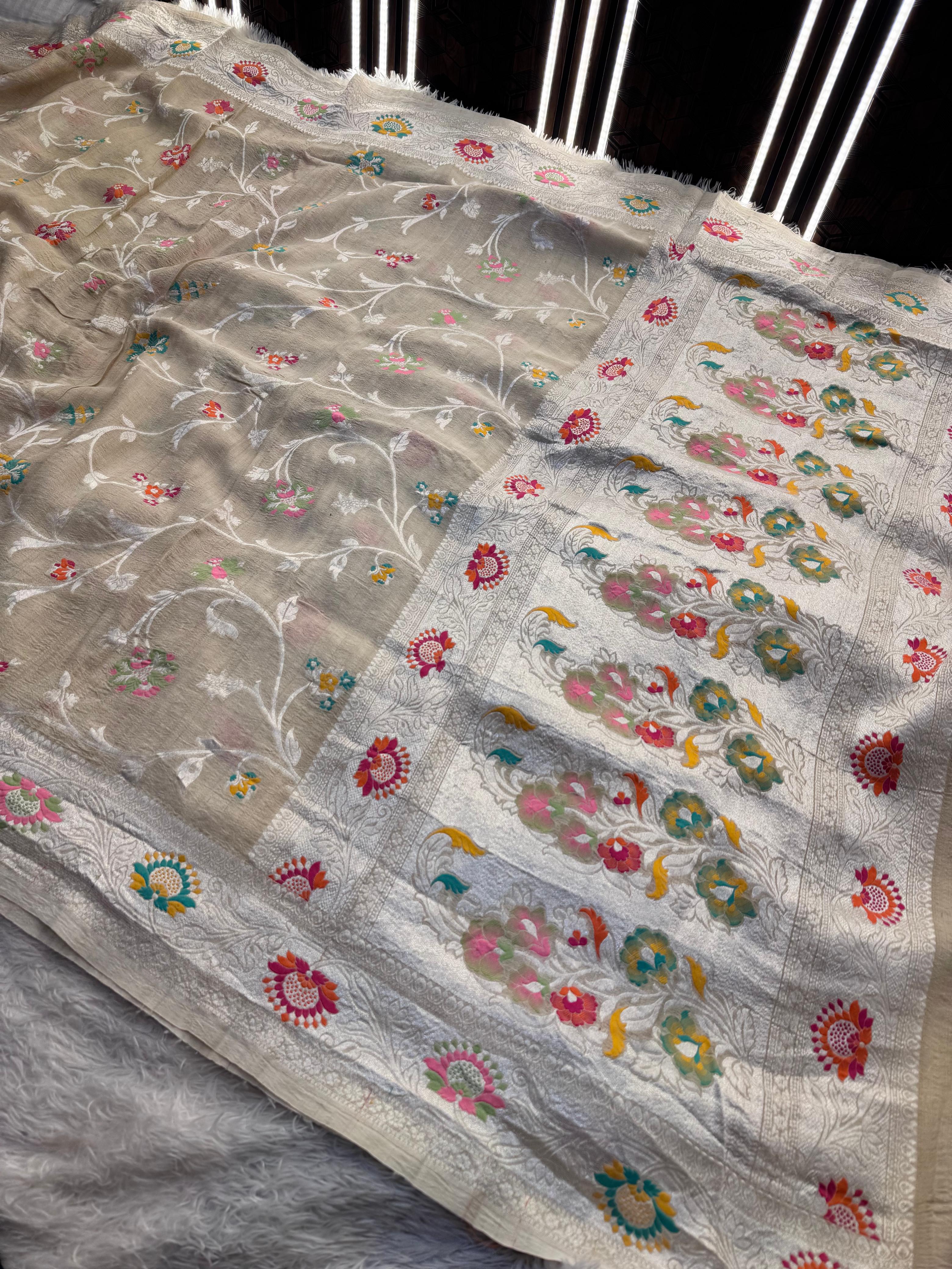 Silk Mark Certified Pure Khaddi Georgette Silk Handloom Saree