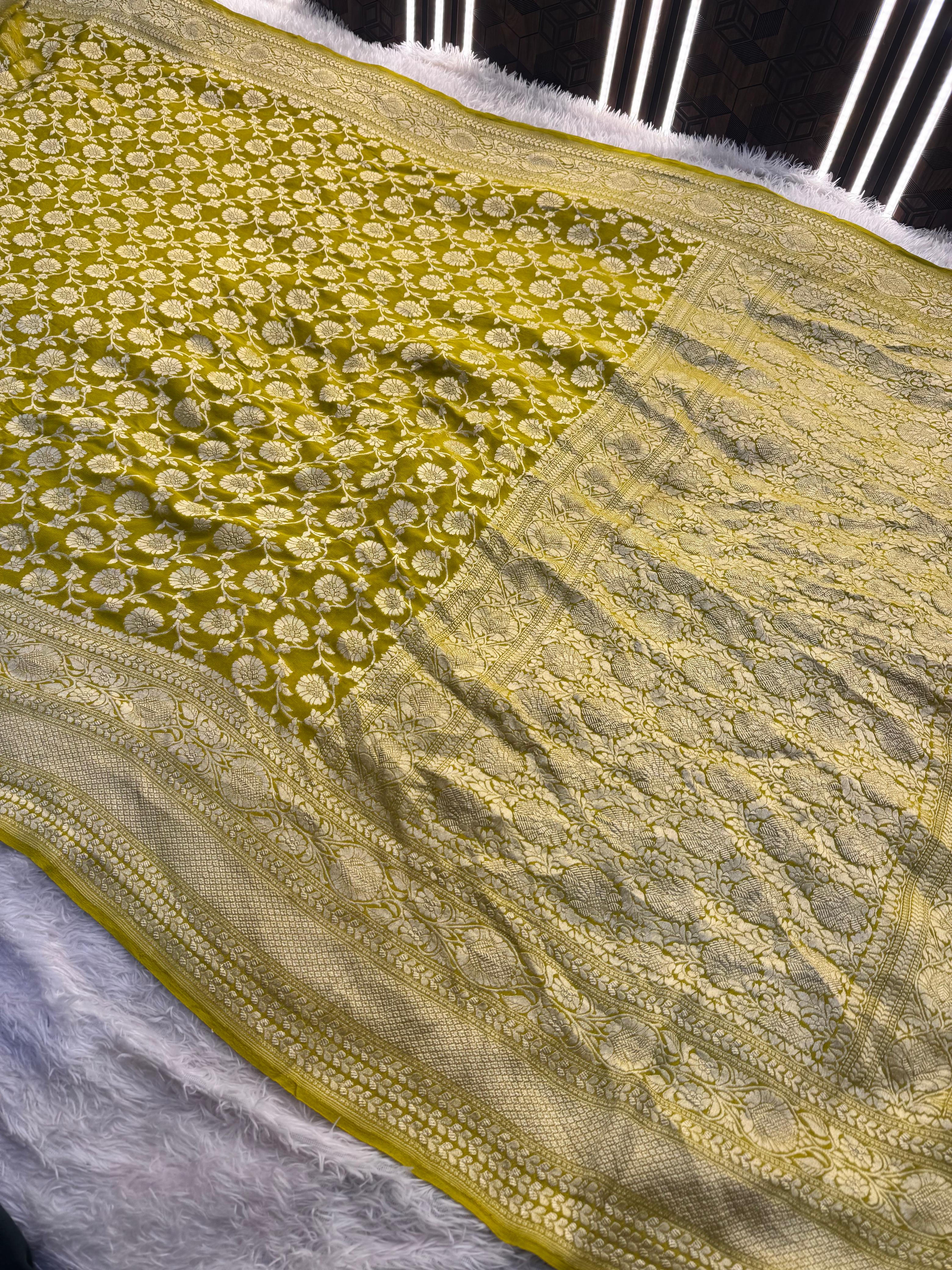 Silk Mark Certified Pure Khaddi Georgette Silk Hand Bandhani Handloom Saree