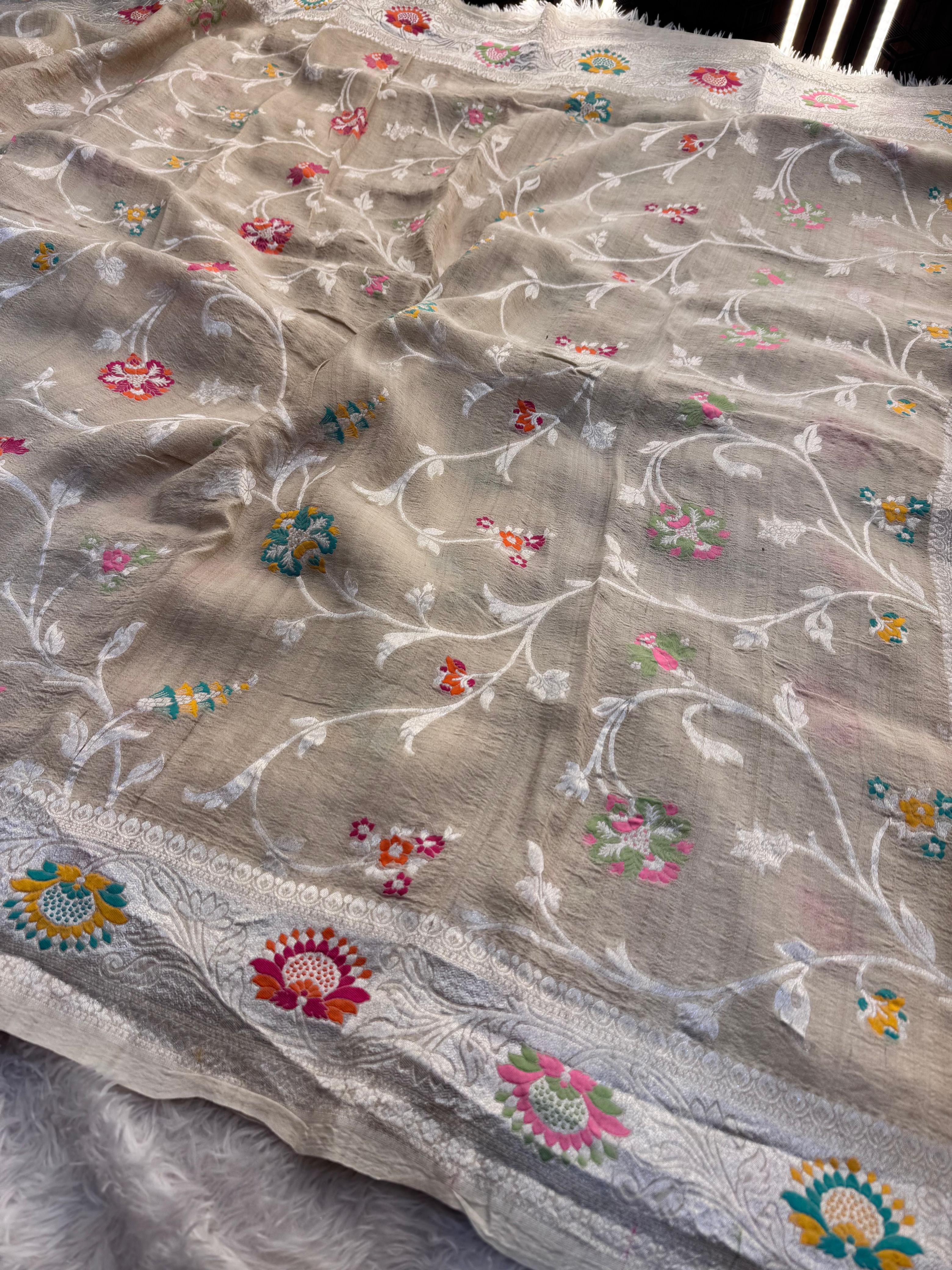Silk Mark Certified Pure Khaddi Georgette Silk Handloom Saree