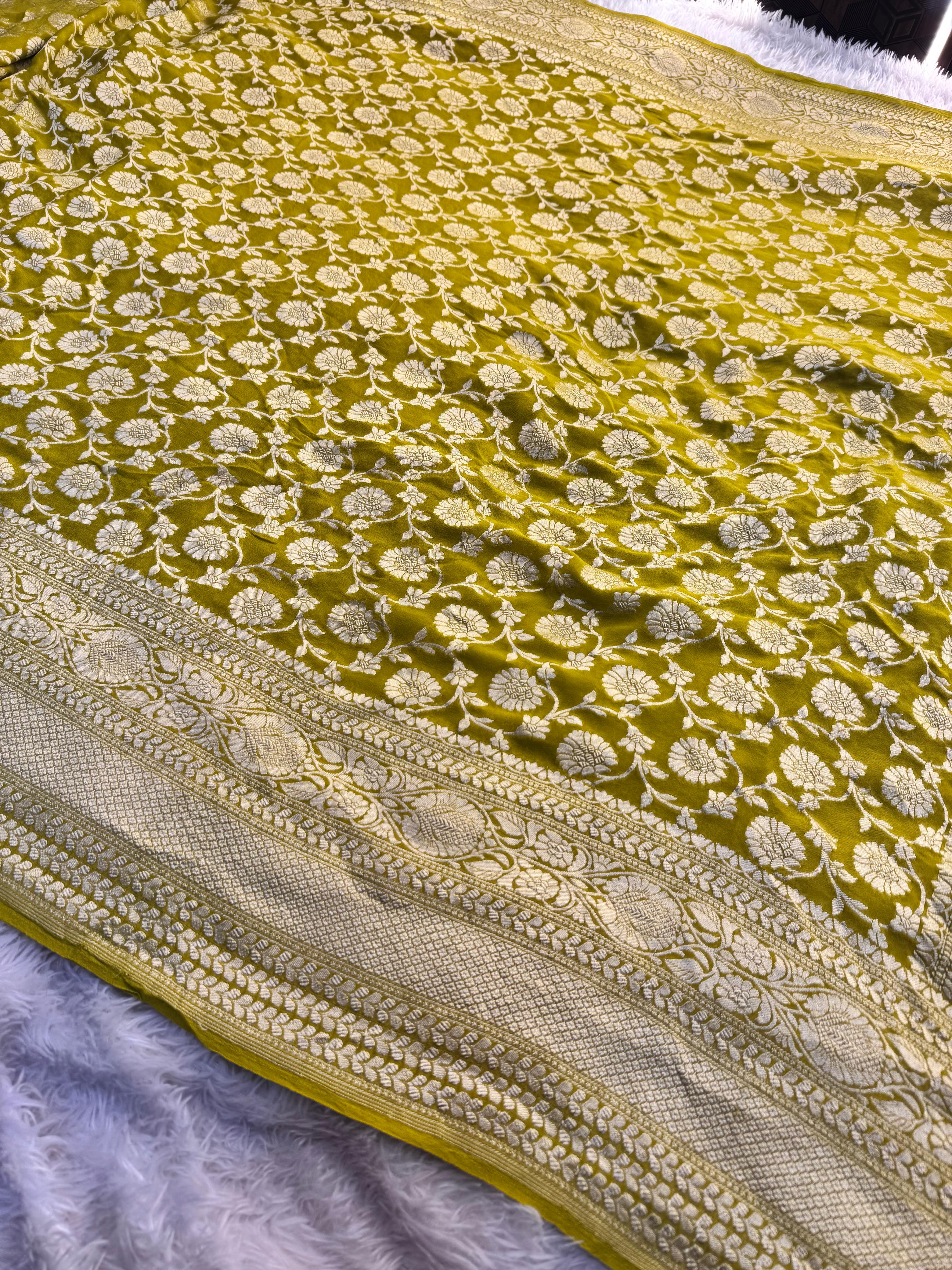 Silk Mark Certified Pure Khaddi Georgette Silk Hand Bandhani Handloom Saree