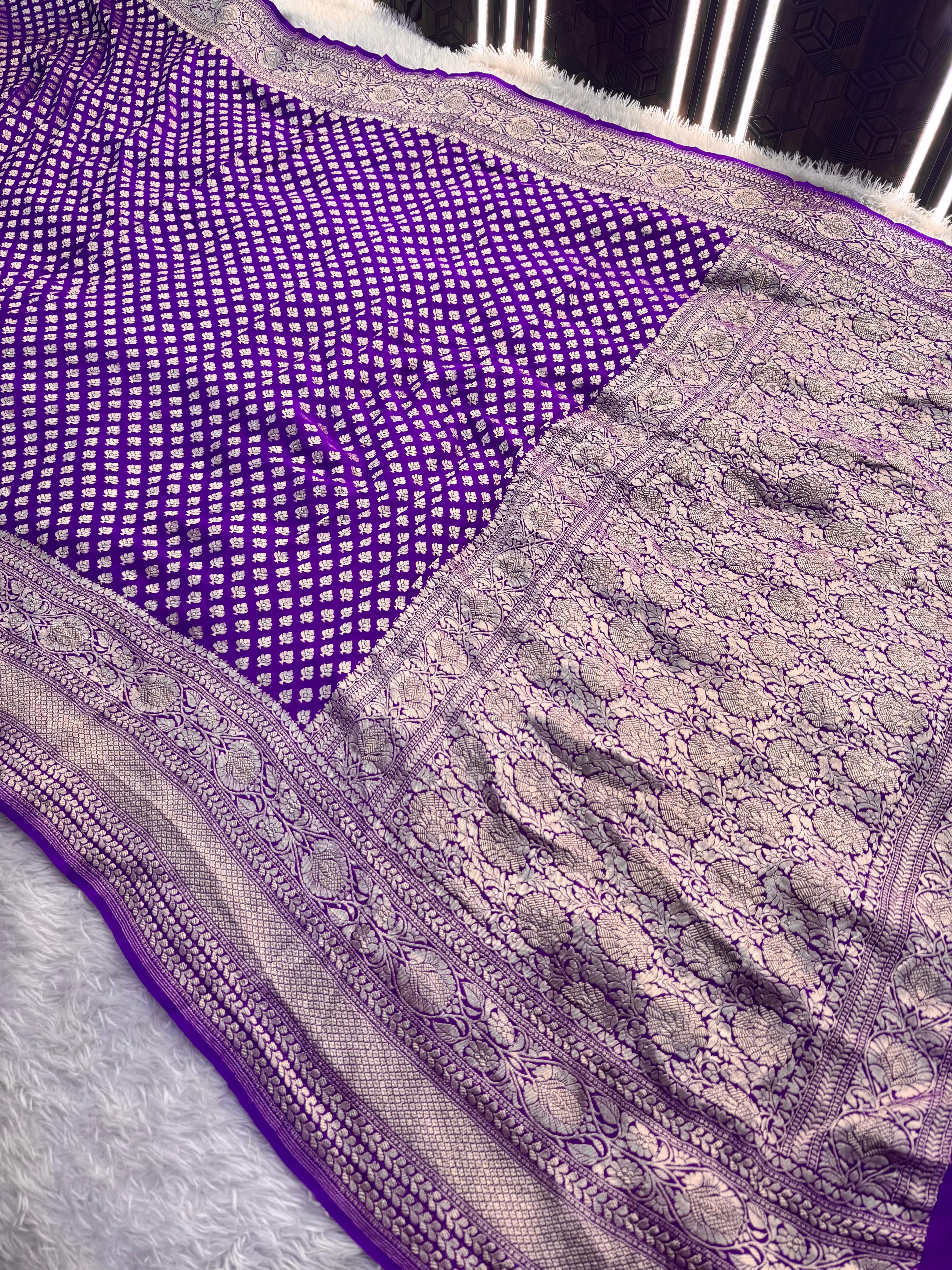 Silk Mark Certified Pure Khaddi Georgette Silk Handloom Saree