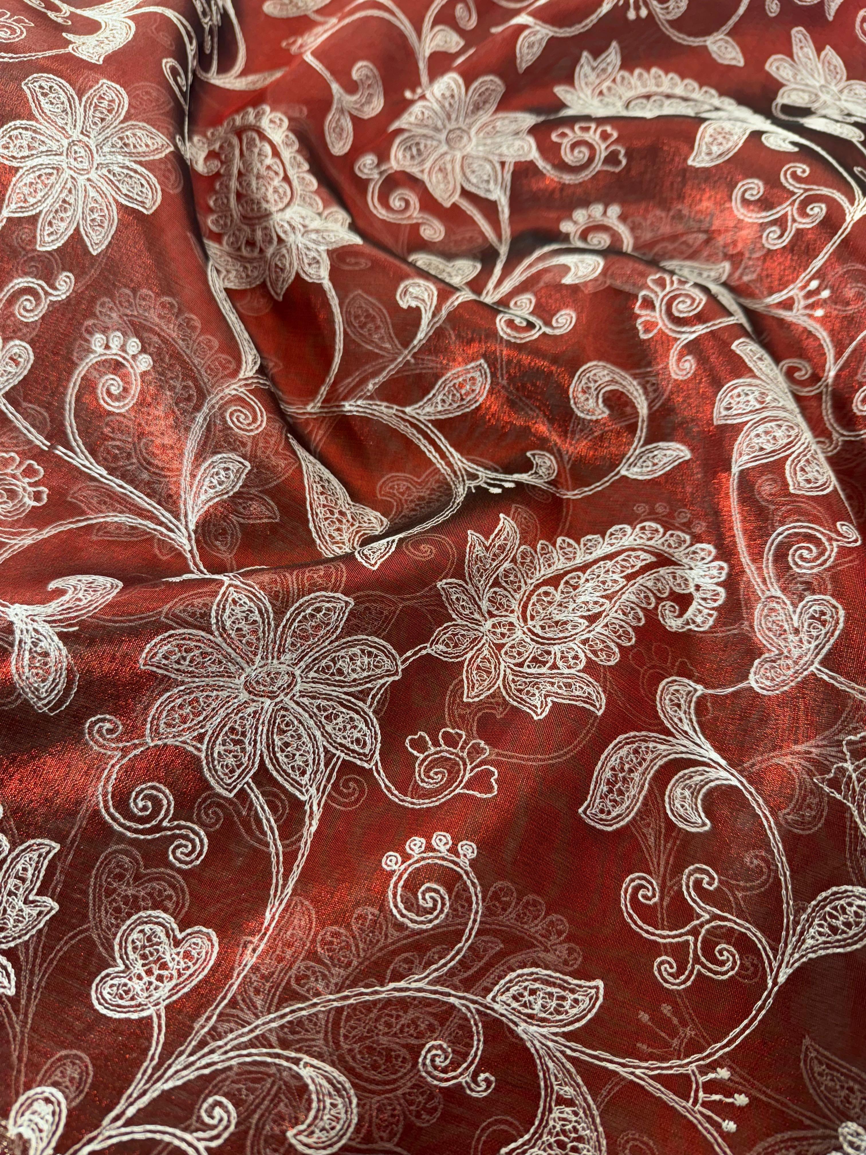 Premium Banarasi Tissue Silk Chikankari Embroidery Work Saree
