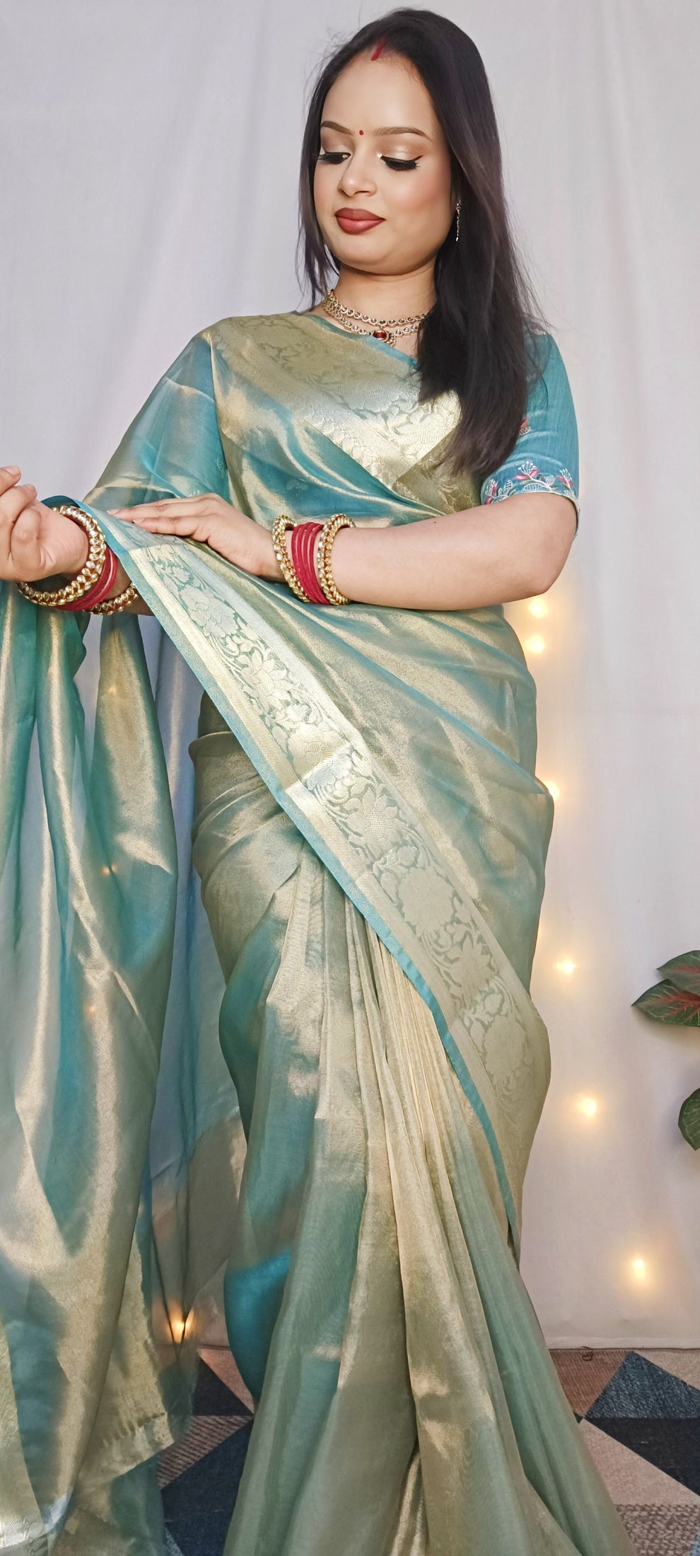 Premium Banarasi Tissue Silk Zari Work Saree