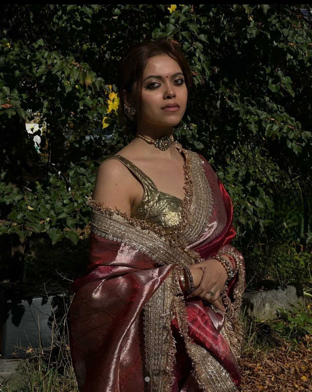 Banarasi Tissue Silk Sequence Zari Lace Saree With Dual Tone Pattern