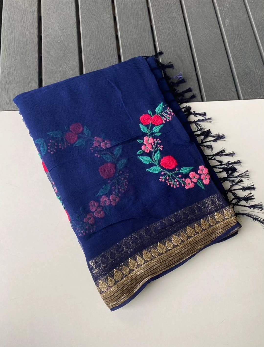 Premium Chiffon Silk Saree with Resham Embroidery Work