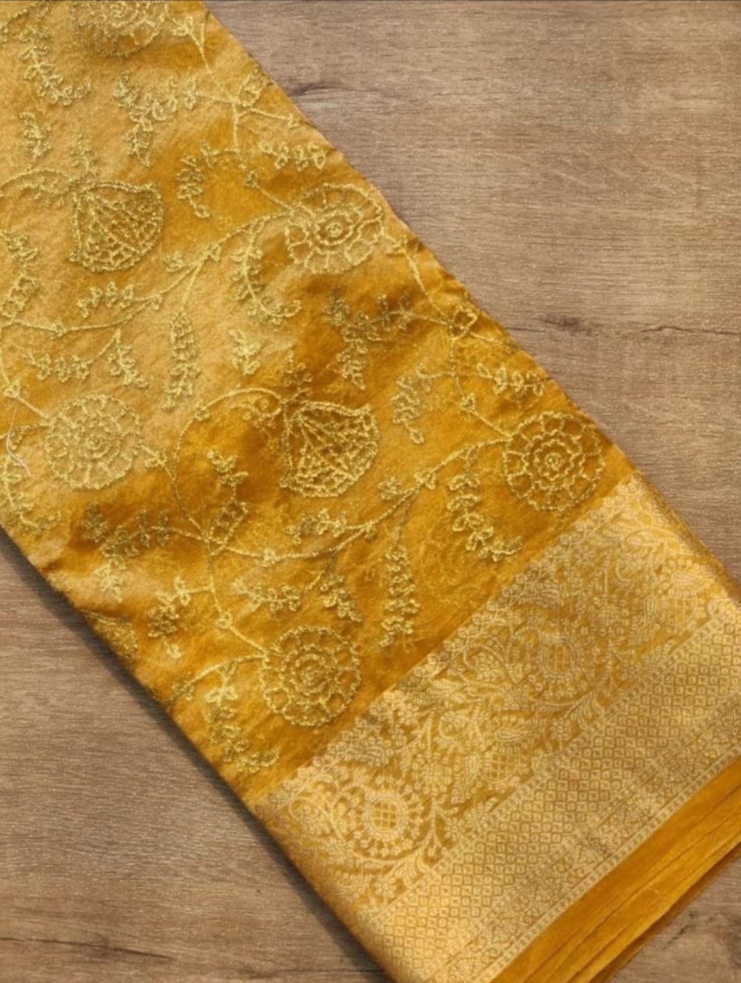 Premium Banarasi Tissue Silk Chikankari Embroidery Work Saree