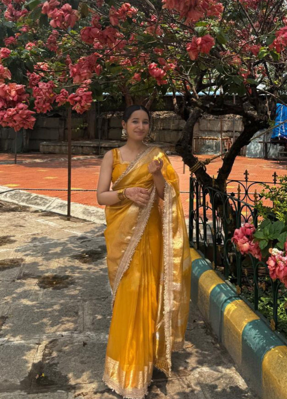 Banarasi Tissue Silk Sequence Zari Lace Saree With Dual Tone Pattern