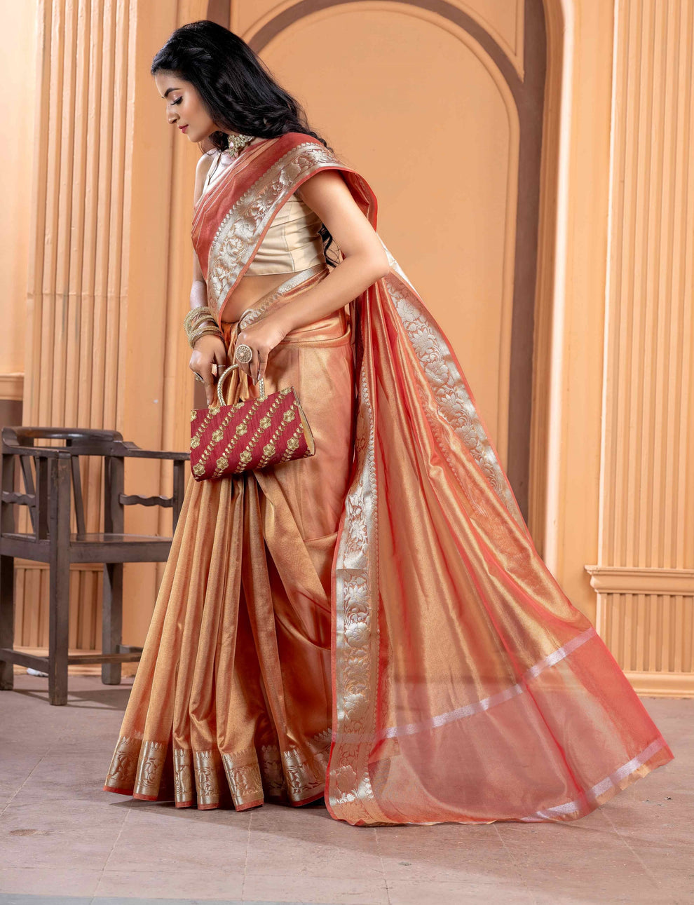 Premium Banarasi Tissue Silk Zari Work Saree