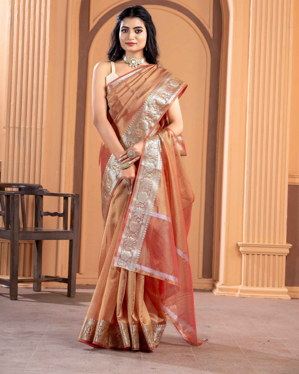 Premium Banarasi Tissue Silk Zari Work Saree
