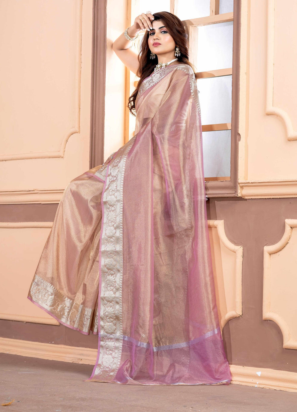 Premium Banarasi Tissue Silk Zari Work Saree