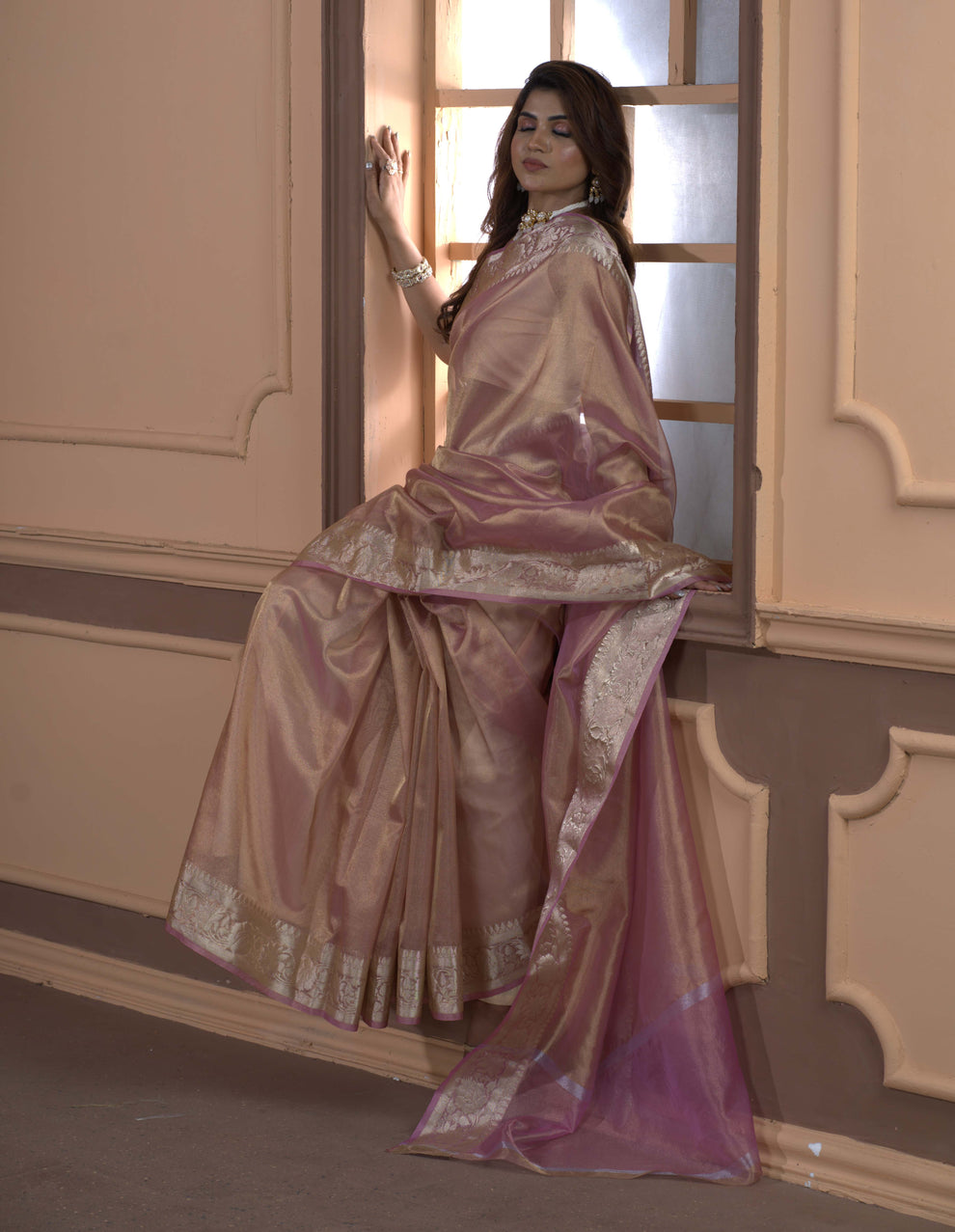 Premium Banarasi Tissue Silk Zari Work Saree