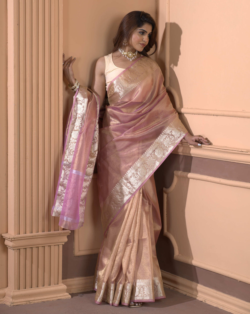 Premium Banarasi Tissue Silk Zari Work Saree