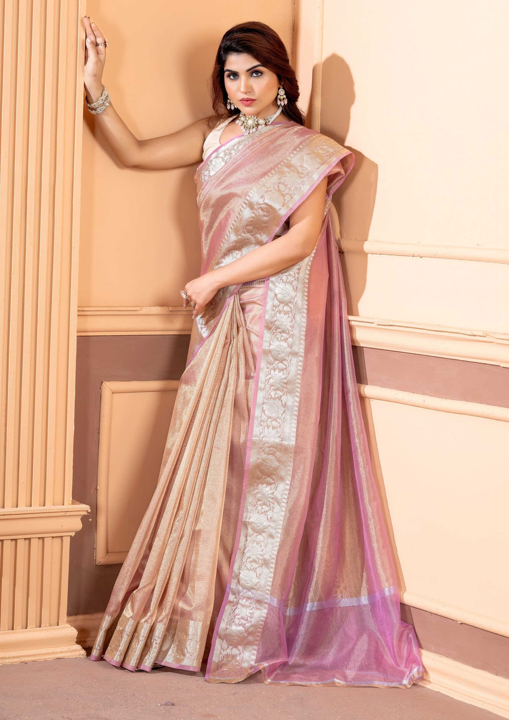 Premium Banarasi Tissue Silk Zari Work Saree