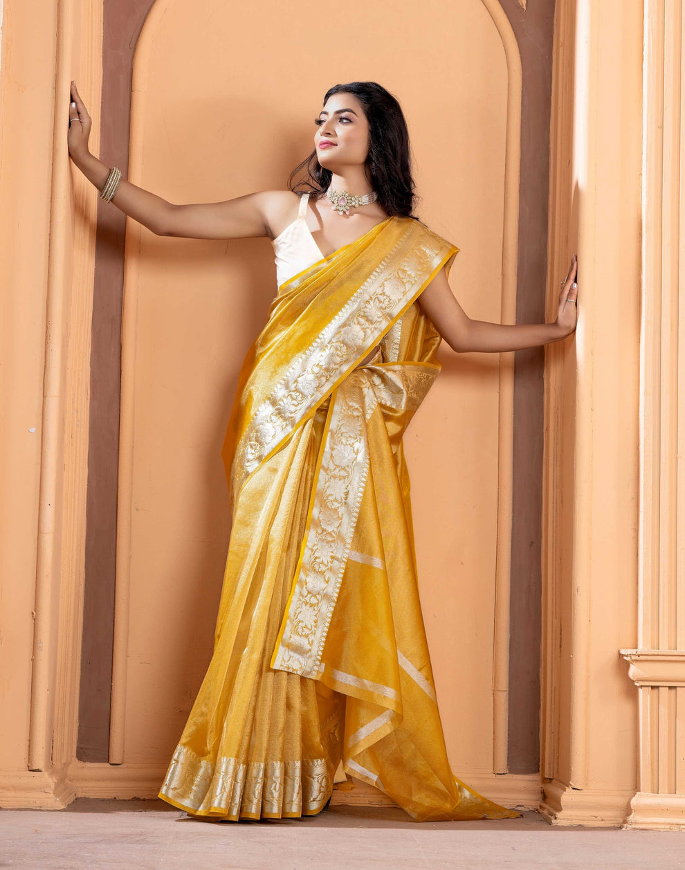 Premium Banarasi Tissue Silk Zari Work Saree