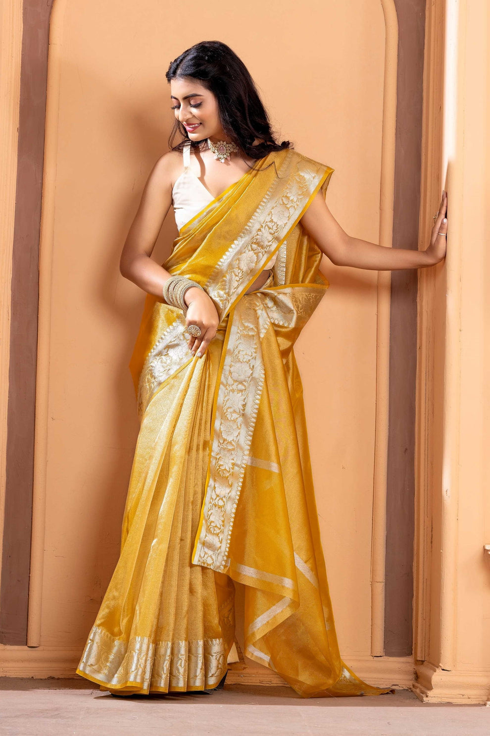 Premium Banarasi Tissue Silk Zari Work Saree