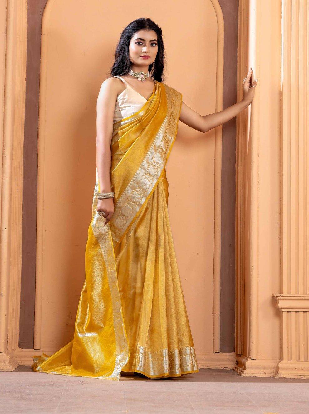 Premium Banarasi Tissue Silk Zari Work Saree