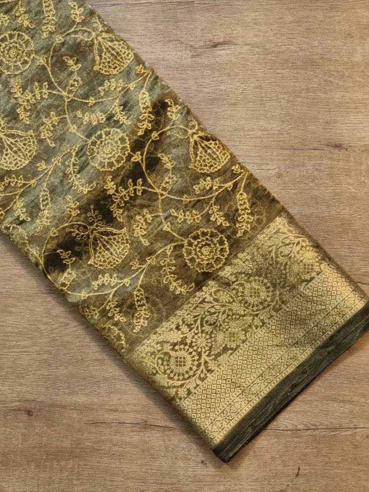 Premium Banarasi Tissue Silk Chikankari Embroidery Work Saree