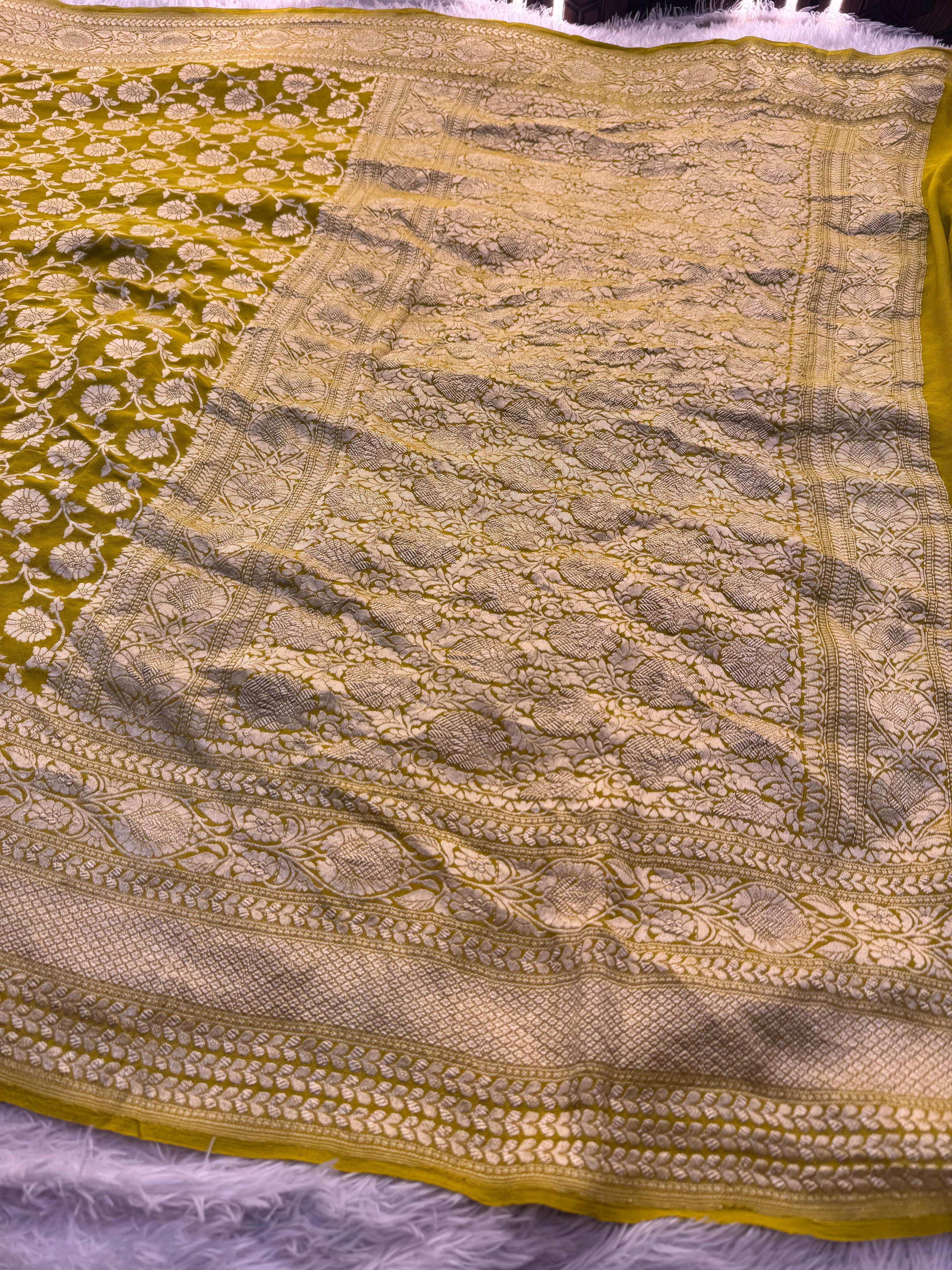 Silk Mark Certified Pure Khaddi Georgette Silk Hand Bandhani Handloom Saree
