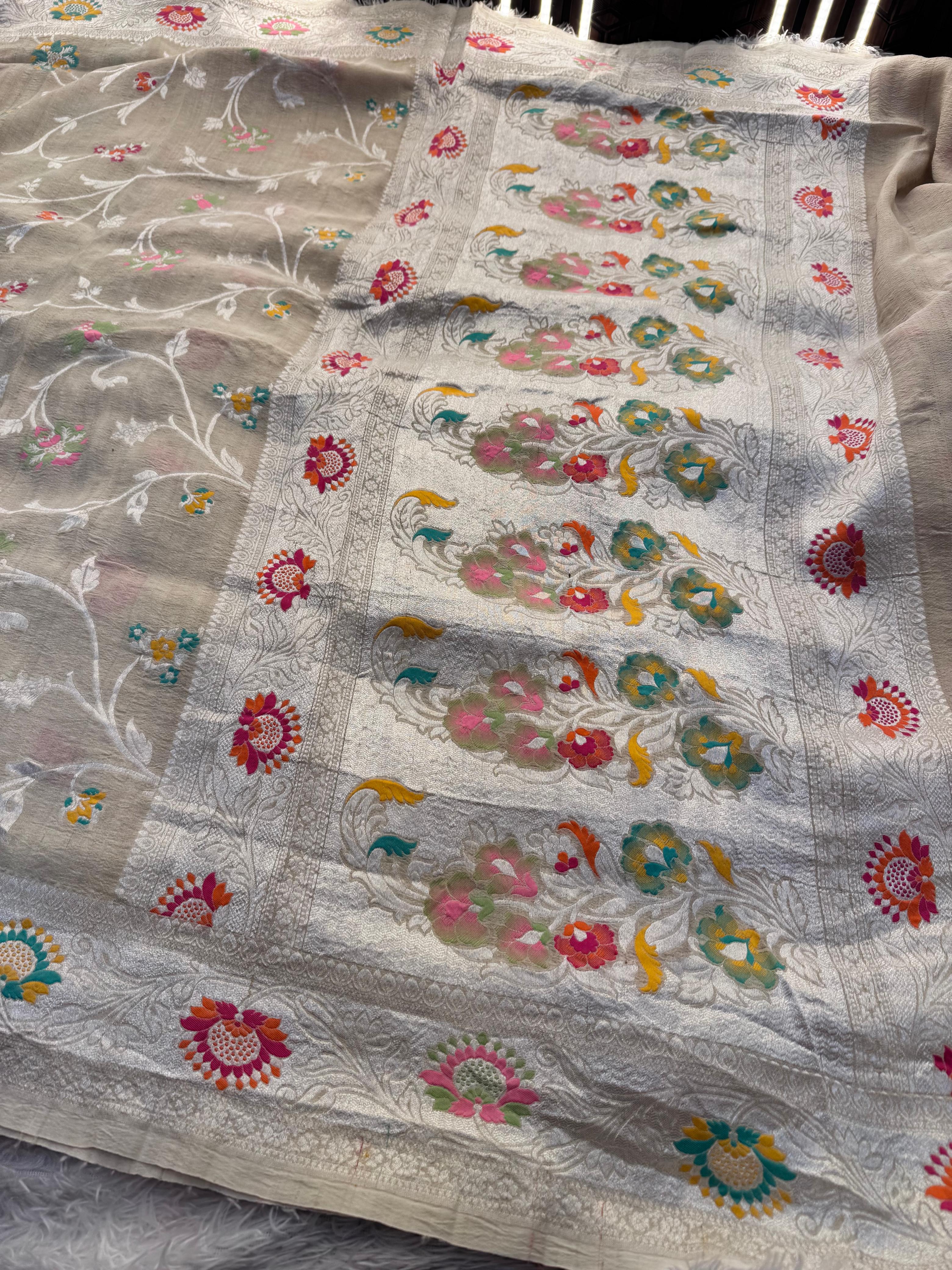 Silk Mark Certified Pure Khaddi Georgette Silk Handloom Saree