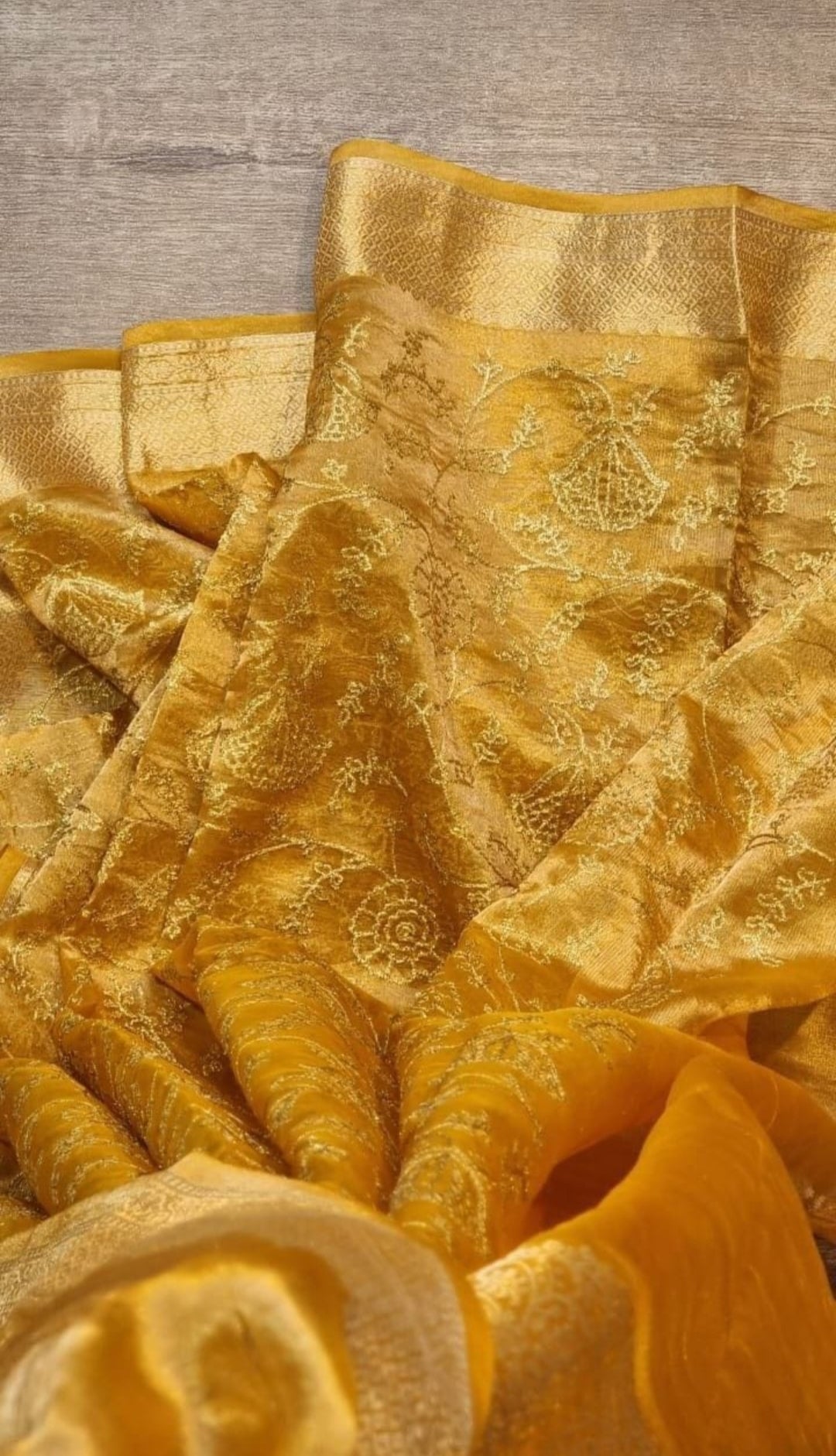 Premium Banarasi Tissue Silk Chikankari Embroidery Work Saree