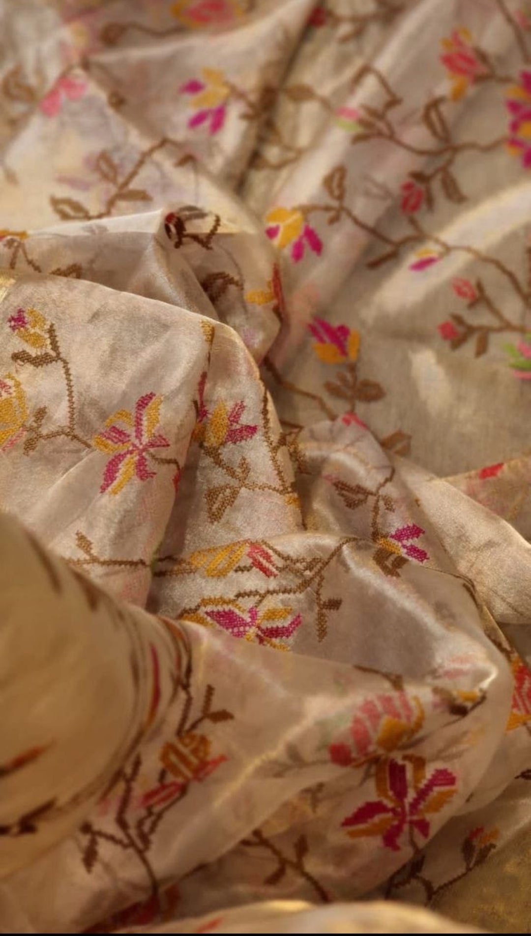 Premium Banarasi Tissue Silk Chikankari Embroidery Work Saree