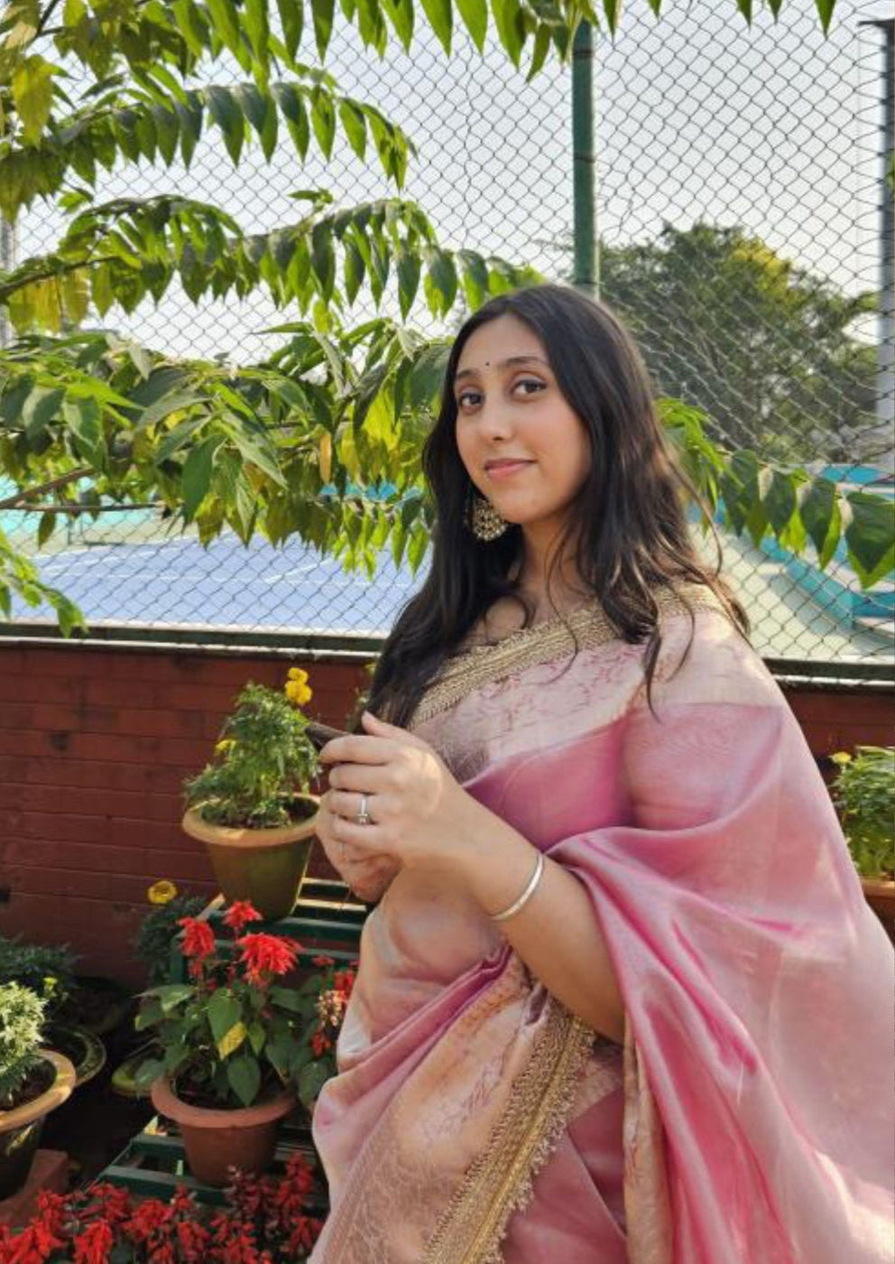 Banarasi Tissue Silk Sequence Zari Lace Saree With Dual Tone Pattern